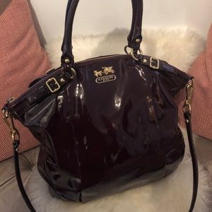 Coach Slouchy Plum Patent Leather Satchel